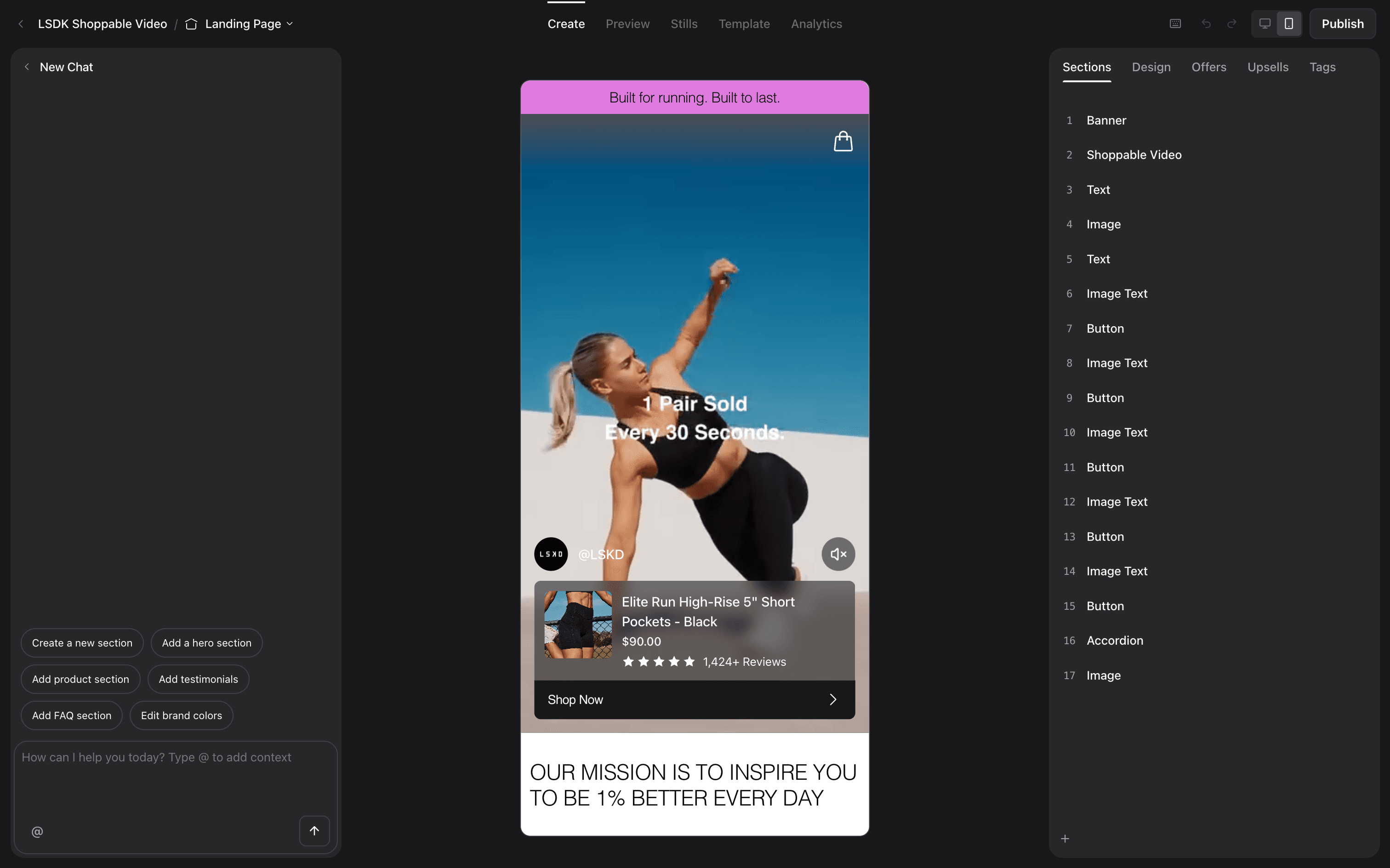 Juno page builder interface